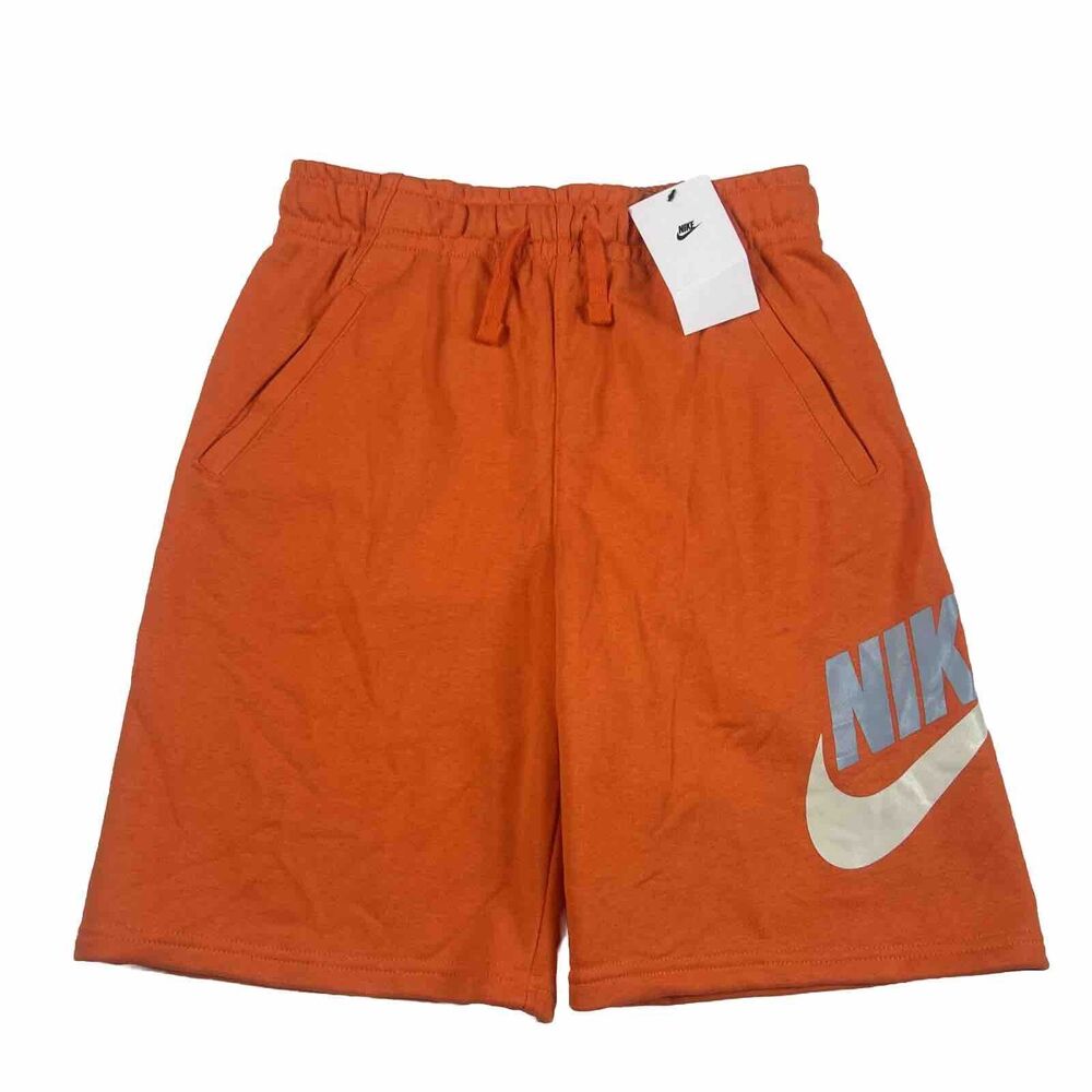 Nike Boys Standard Fit Cotton Shorts Coupe Orange Sports Swoosh Size XL -NEW